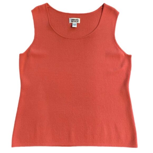 CHICO’S KNIT TANK TOP WOMEN’S RIBBED ORANGE SIZE 3, XL. - Picture 1 of 13